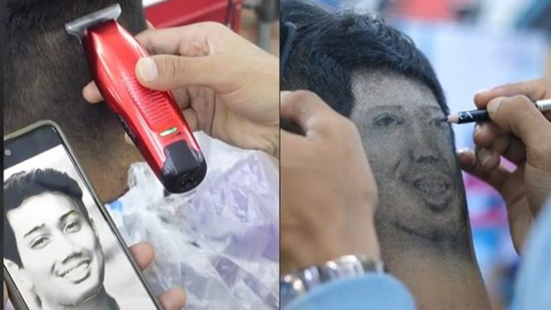Aksi Tukang Potong Rambut Gambar Wajah Eril